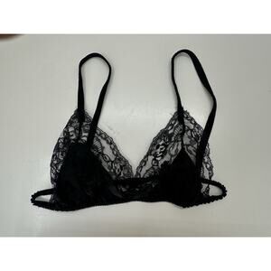 Unbranded Womens Bra Size Small Black Lace Floral Unpadded Wireless Vintage